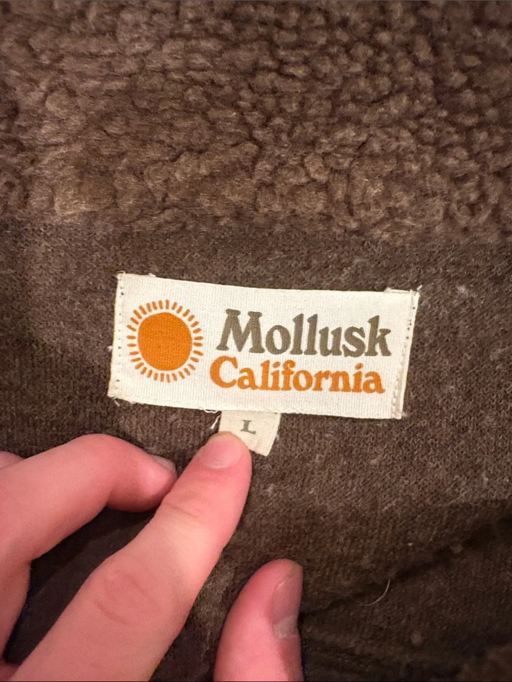 Mollusk Men's Brown Sherpa Jacket with Teal Accent - Lightweight Shirt Jacket